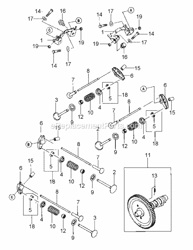 Fd791d-As04 Valve & Camshaft Diagram and Parts List for M60-KW 53AB5GFX750 Cub Cadet Sprayer